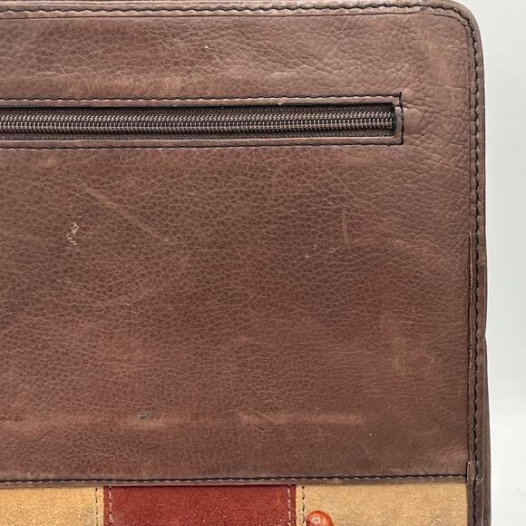 FOSSIL Leather Suede Chevron Tablet Case Zipper Career Classic Designer - Picture 7 of 13